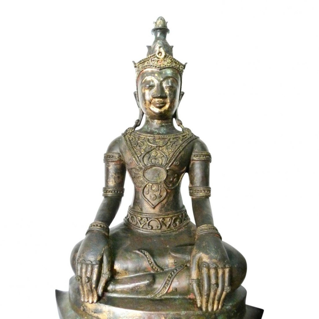 Eighteen century bronze Laos Buddha from Laos, 42 inches high. Jasper52 image figure 