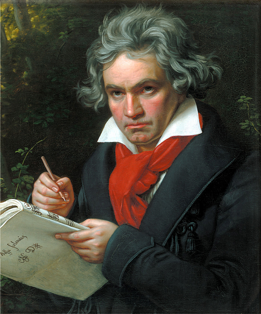 Portrait of Ludwig van Beethoven painted in 1820 by Joseph Karl Stieler (1781–1858). Image courtesy of Wikimedia Commons.