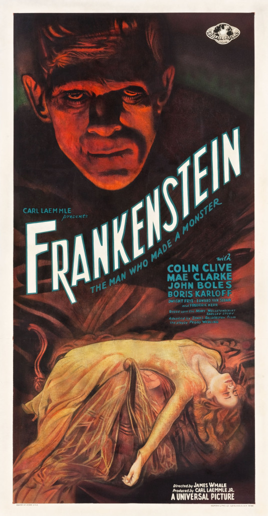 Long hidden in a boarded-up projection room, a 6-foot-high three-sheet poster for the 1931 Universal horror classic 'Frankenstein' sold for $358,000 earlier this year. Heritage Auctions image
