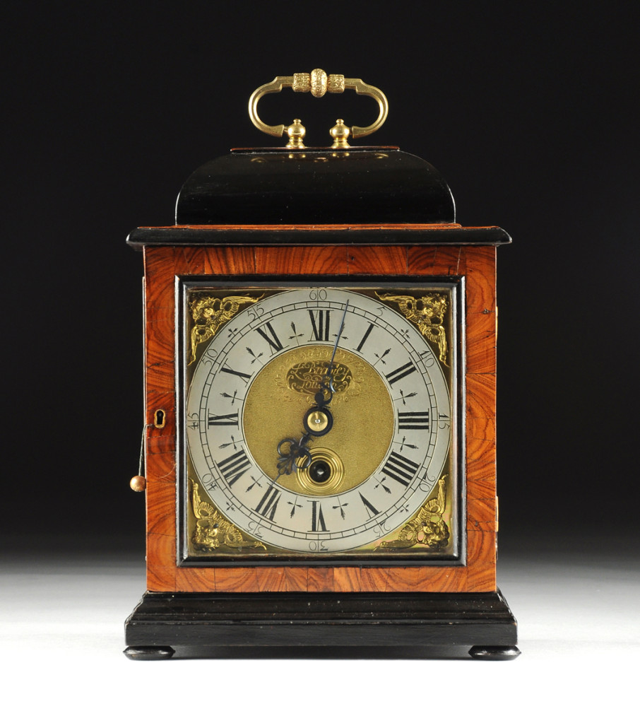 Early 18th century Queen Anne bracket clock, by Langley Bradley, London. Price realized: $7,500. 