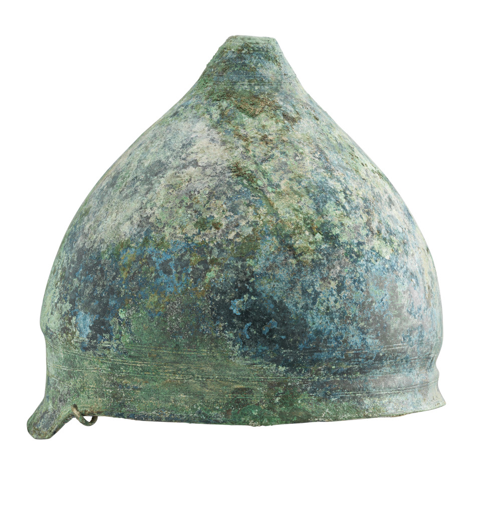 Italic bronze helmet dating from the fourth to first century B.C., which is estimated at £10,000-£15,000. Thomas Del Mar Ltd. image 