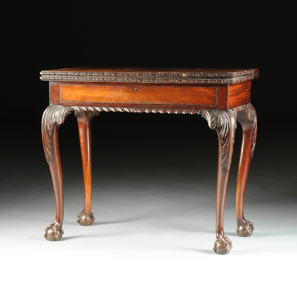 George III mahogany games table, mid 18th century. Price realized: $4,175. Simpson Galleries image 