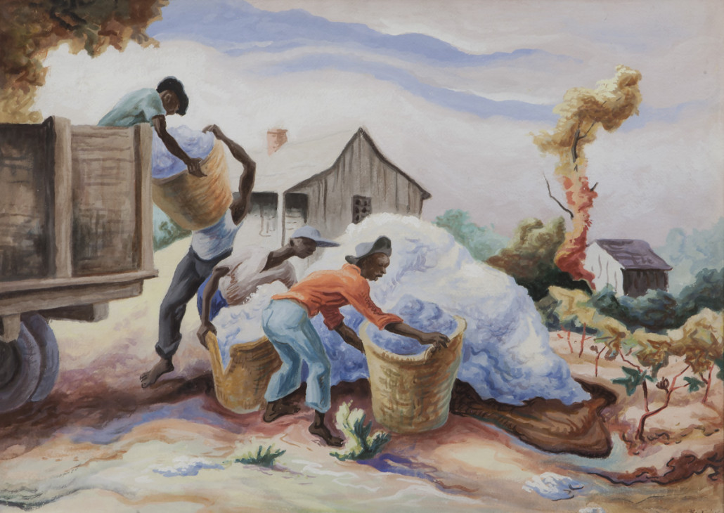 Thomas Hart Benton, 'Cotton Loading,' gouache on paper, 1945. Sold for: $425,000. Dallas Auction Gallery image