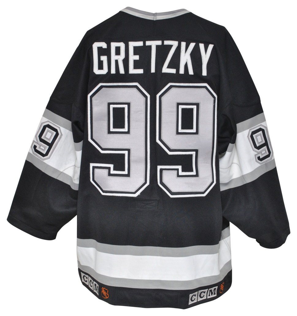 Wayne Gretzky game-used Los Angeles Kings road jersey worn during the 1992-93 NHL Season. Grey Flannel Auctions image