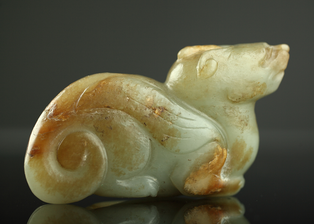 Antique Chinese Yuan Dynasty (1160-1368 AD) jade Chimera. Provenance: Texas private collection. Est. $7,000-$9,000
