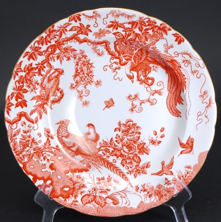 The Thompsons loved ceramics, as evidenced by this Royal Crown Derby bone china red Aves charger, 14 inches in diameter. The Specialists of the South Inc. image