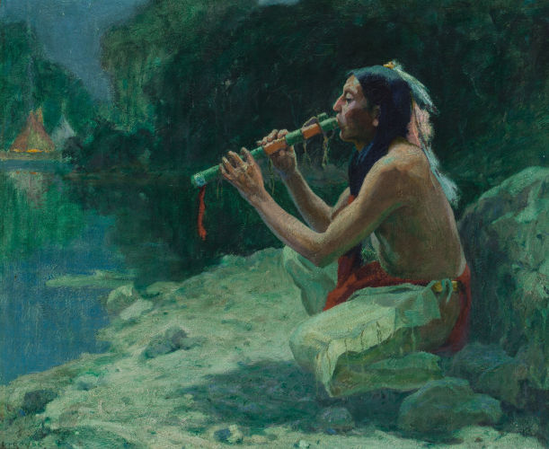Eanger Irving Couse (American, 1866-1936) ‘The Call of the Flute,’ 1922, oil on canvas. Price realized: $341,000. Heritage Auctions image