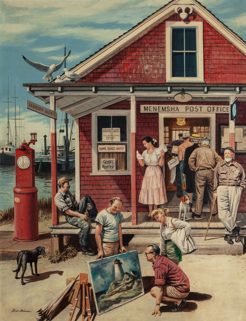 Stevan Dohanos (American, 1907-1994) ‘Menemsha, Massachusetts, Post Office,’ 1950, oil on canvas. Price realized: $167,000. Heritage Auctions image 