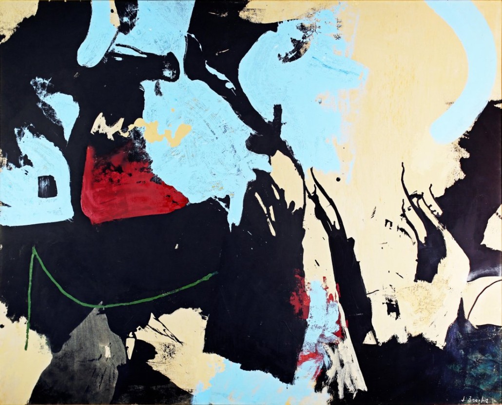 Signed acrylic on canvas painting by James Brooks (American, 1906-1992), titled ‘Isen,’ 48 in x 72in. Price realized: $48,000. A.B. Levy’s image