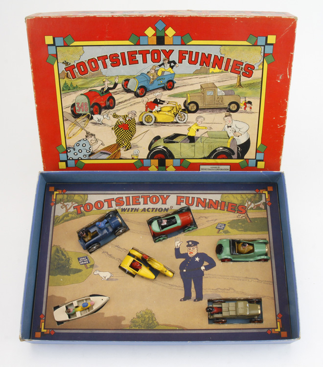 TootsieToy Funnies boxed set with characters from five classic American comic strips, est. $3,000-$4,000
