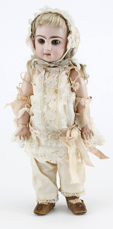 Jumeau doll, French, bisque socket head, 14 inches tall, est. $3,000-$4,000