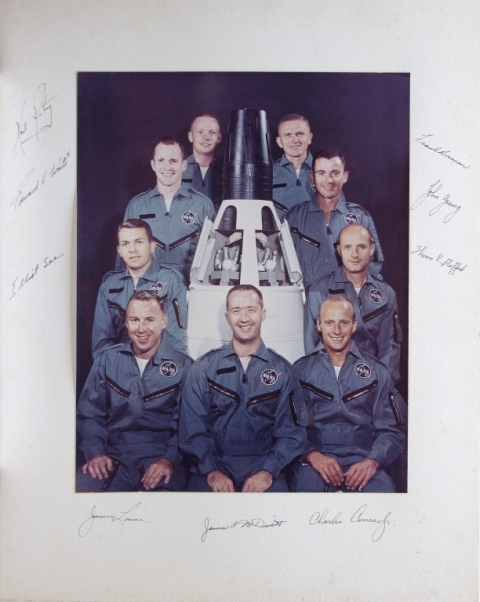 Official NASA color photograph of the astronaut group known as ‘The New Nine’ – the second group of astronauts selected on Sept. 17, 1962. Estimate $1,500-$2,000. Waverly Rare Books image 