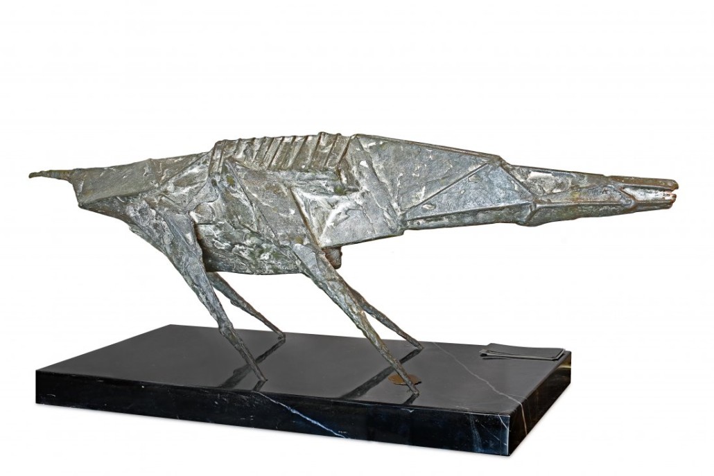 Bronze statue by British sculptor Lynn Chadwick (1914-2003), ‘Beast XXI,’ 1959, 13in tall. Price realized: $96,000. A.B. Levy’s image