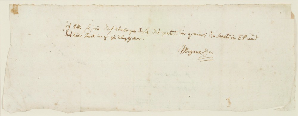Mozart handwritten letter