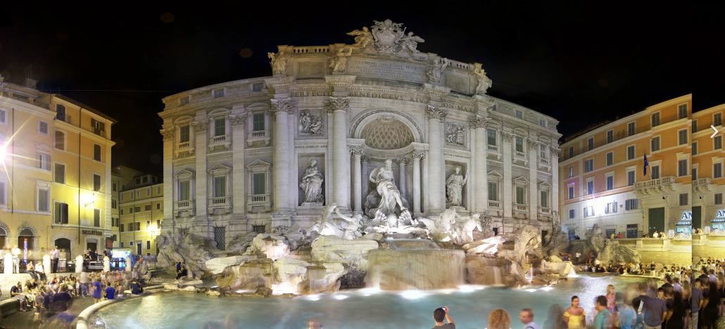 Trevi Fountain at night, 2009 photo by Wjh31, liveinmegapixels.com, licensed under the Creative Commons Attribution 3.0 Unported License