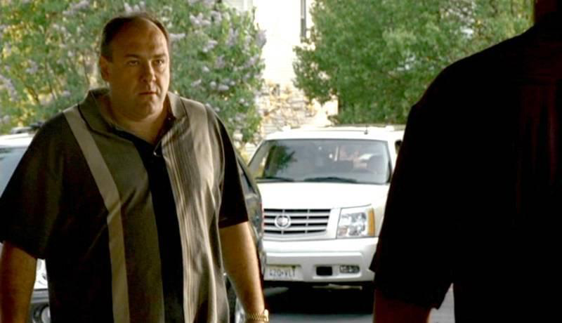 Tony Soprano (played by James Gandolfini) in a scene from 'The Sopranos' with his white Cadillac in the background. Image provided by RR Auction. All rights reserved by copyright holder