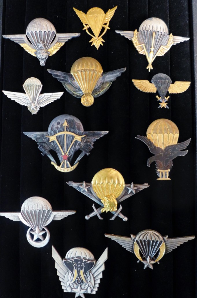 Collection of 12 French Foreign Legion African Airborne paratrooper jump wings, ex Gene Christian collection. Est. $350-$500
