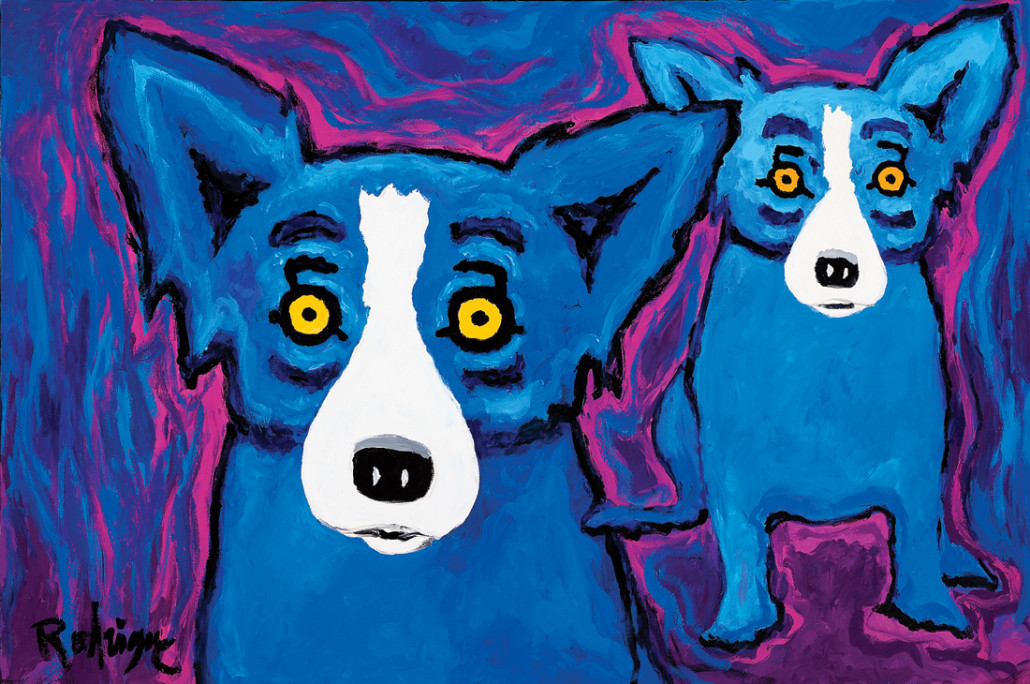 George Rodrigue,'Between My Mentor,' 1998. Price realized: $75,000. Neal Auction Co. image Lot 296, “Between My Mentor,”