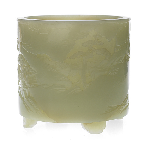 White jade brush pot, Qianlong Period. Sold for $265,000. Michaan's Auction image