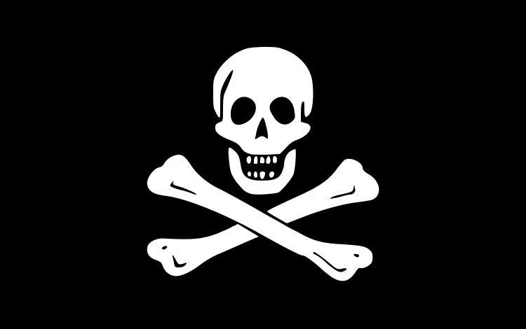 Flag of pirate Edward England, Samuel Bellamy, and others. Artistic depiction by WarX, edited by Manuel Strehl, GNU Free Documentation License