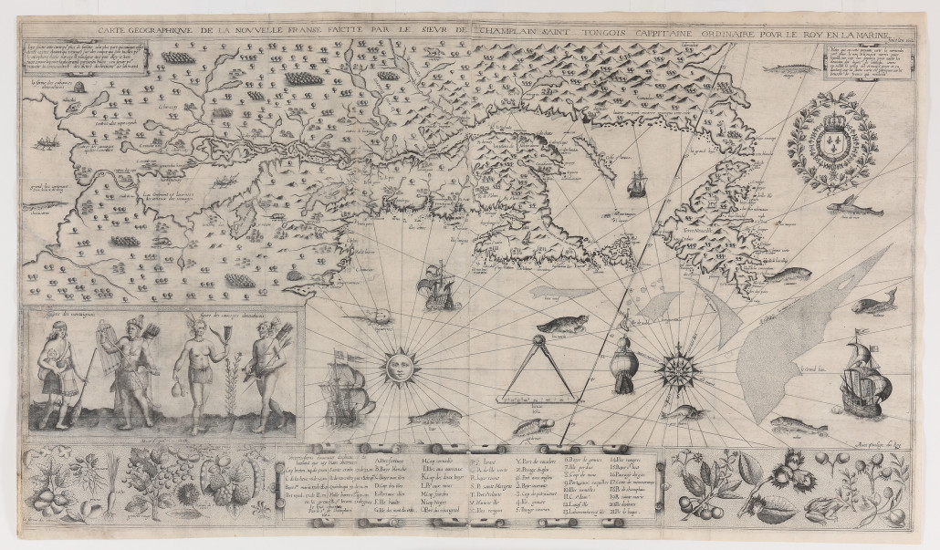 Recovered 1612 Champlain map, image courtesy of Boston Public Library