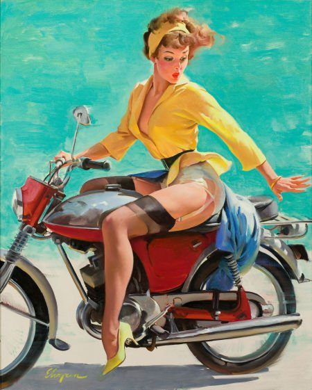 Gil Elvgren's oil on canvas titled 'Skirting the Issue,' 1956, sold for $174,000 on June 27, 2012. Heritage Auctions image 