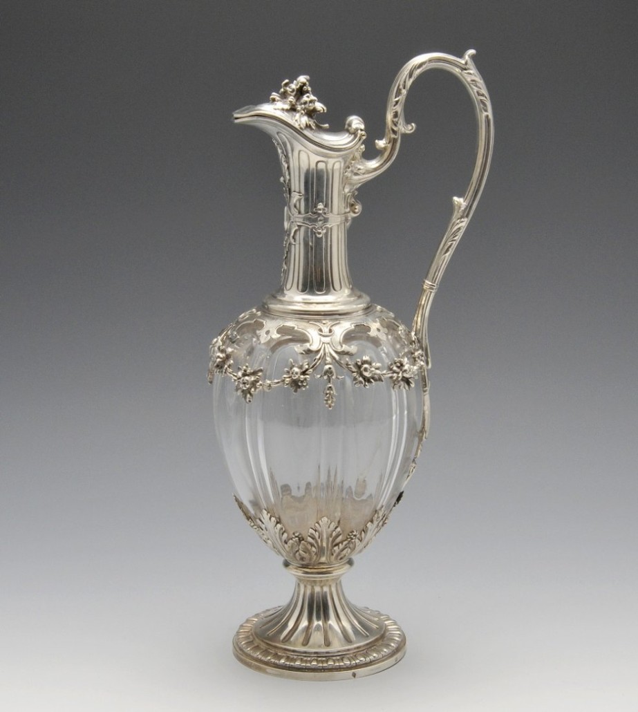 French silver mounted claret jug, 13 inches high. Estimate: £600 – £800. Fellows image