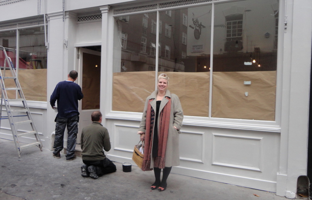 Sculpture dealer Abby Hignell in front of her new gallery in Mayfair, which will officially open in January. Image Auction Central News.