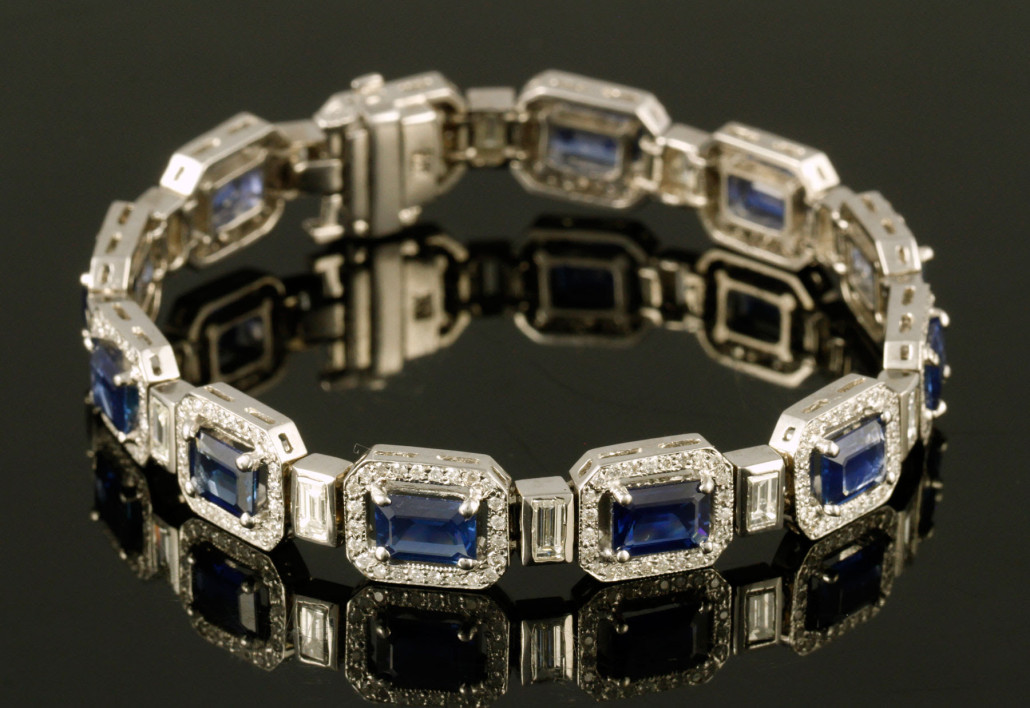 Lot 3103 - sapphire and diamond bracelet. Kaminski Auction image