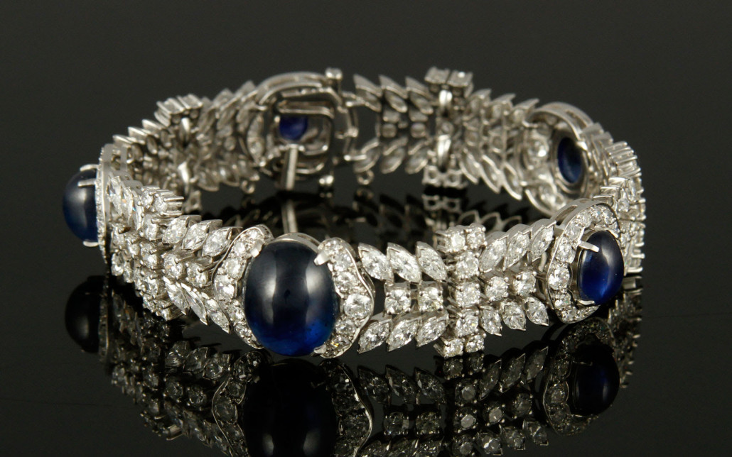 Art Deco platinum bracelet with diamonds and sapphires. Estimate: $25,000-$50,000. Kaminski Auctions image 