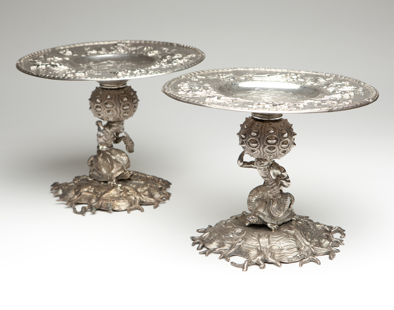 These tazzas are among the breathtaking silver lots crafted by English silversmith Edward Farrell slated for sale in Moran’s Jan. 19 decorative art auction (est. $12,000 to $18,000). John Moran Auctioneers image