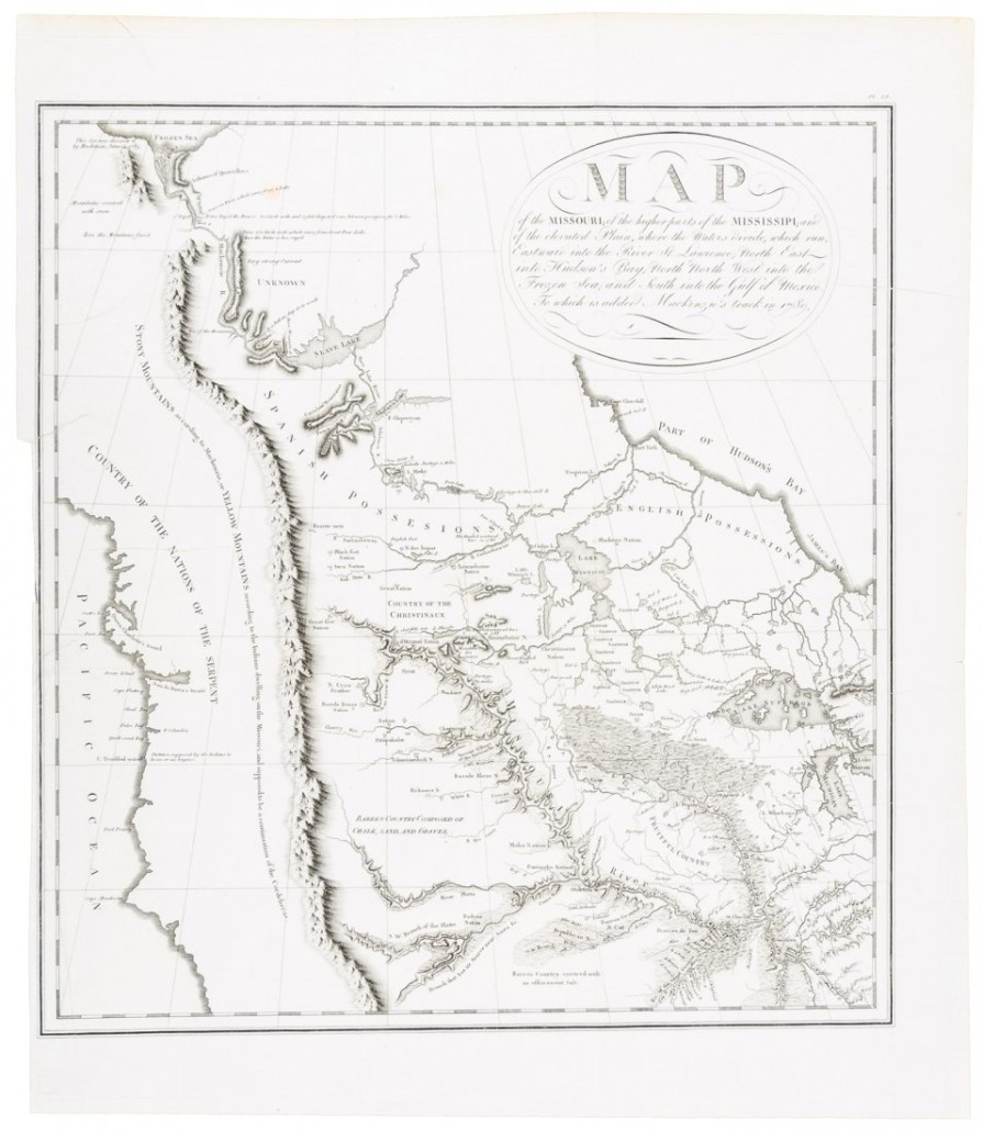 George Collot’s 'Map of the Missouri; of the higher parts of the Mississipi; and of the elevated Plain, where the Waters divide … ,' 1826. Price realized: $24,000. PBA Galleries image 