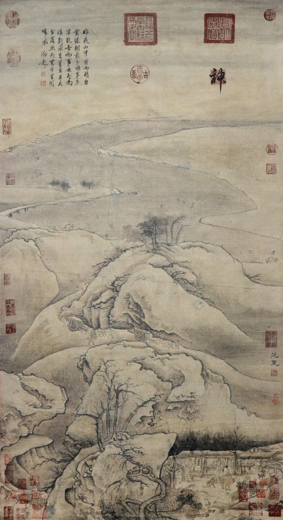 Lot 113 – ‘Traveling Troupe’ by Fan Kuan (950-1032). Estimate: $15 million-$20 million. Gianguan Auctions image
