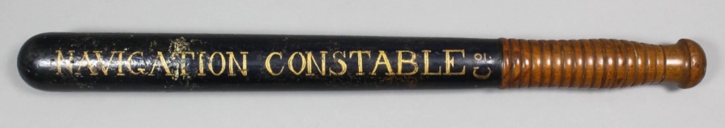 Shropshire and Worcester Canal truncheon painted with 'Navigation Constable,' estimate £100-£120. Photo The Canterbury Auction Galleries