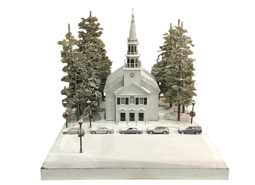 'Deck the Halls' (2006), miniature of street and church, 28in wide x 36in long x 26in tall. Premiere Props image