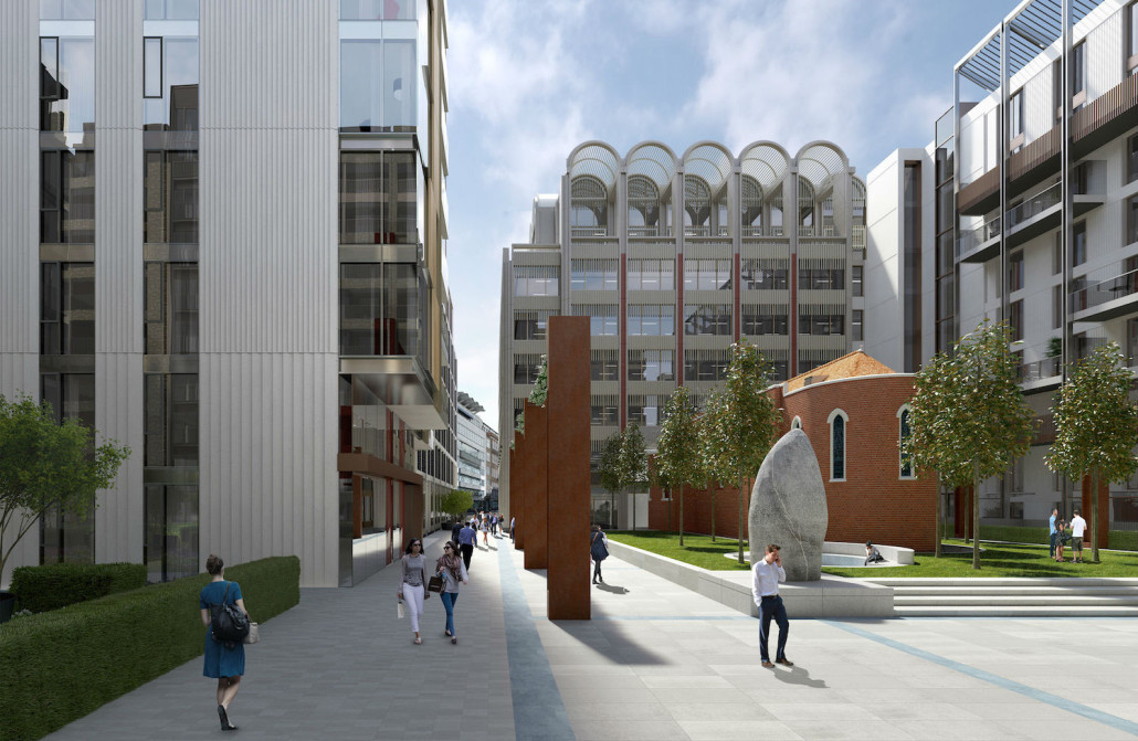 ‘The One and the Many’ by Peter Randall-Page at the new Fitzroy Place development in Fitzrovia. Image courtesy Peter Randall-Page, Exemplar and Aviva Investors.