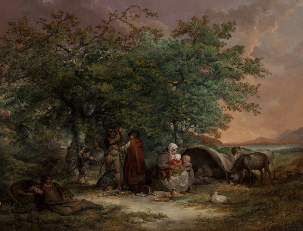George Morland (British, 1763-1804), 'The Gipsies' Tent,' oil on canvas, 44 x 33 inches. Estimate: $15,000-$25,000. Heritage Auctions image 