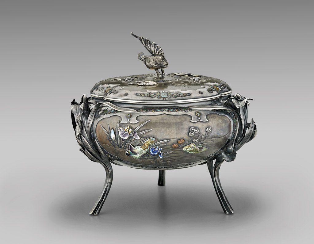 This silver and enameled koro, a Japanese censer, has an estimated value of $40,000-$50,000. I.M. Chait image