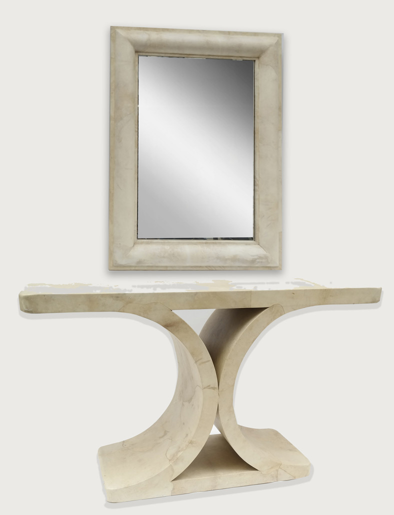  Lot 339 - Karl Springer console and mirror. Est. $4,000-$6,000. Roland Auctions image