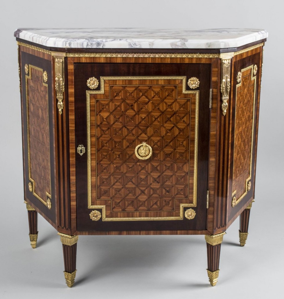 Paul Sormani petit commode with white marble top, sold for $4,200. Capo Auction image