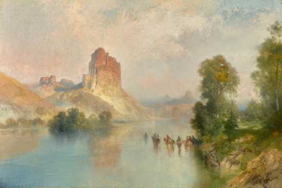Thomas Moran, 'Castle Rock, Green River, Wyoming,' 1907, oil, 20 x 30 inches. The Russell image