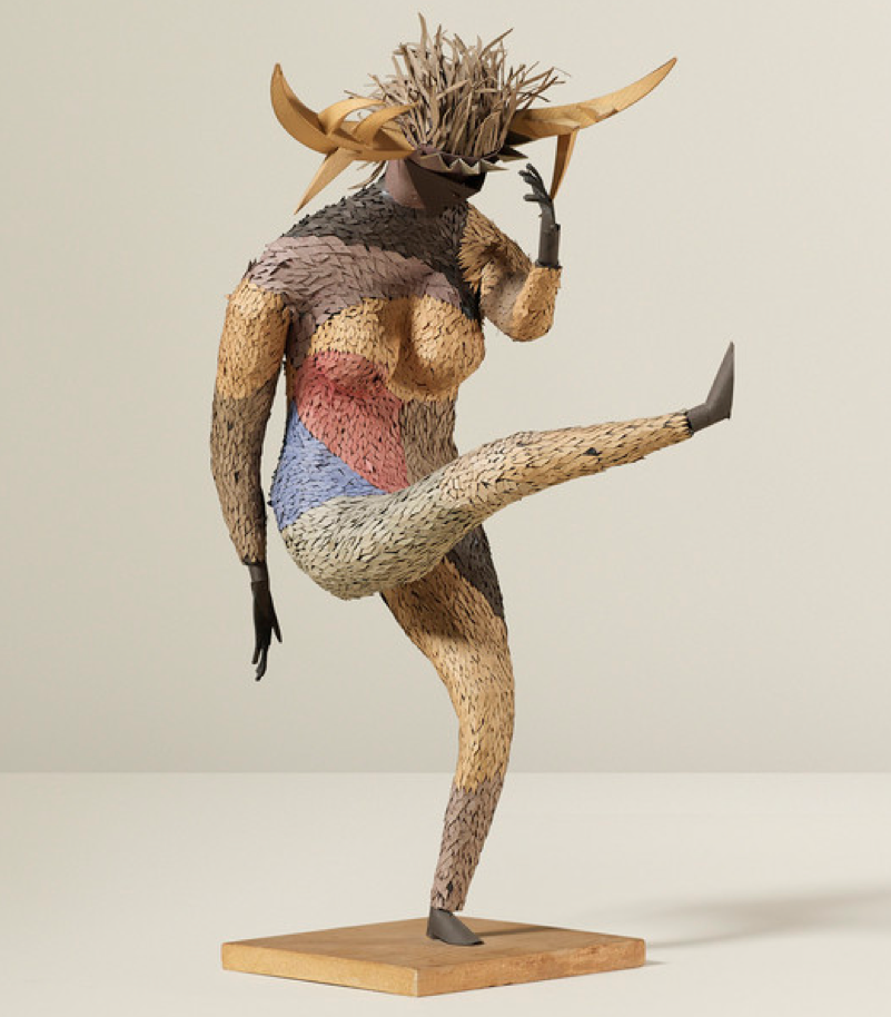 Irving Harper, Untitled (Dancing Figure), painted paper construction on wood base, 17 3/4in high. Estimate: $3,000-$5,000. Result: $12,480. Wright image 