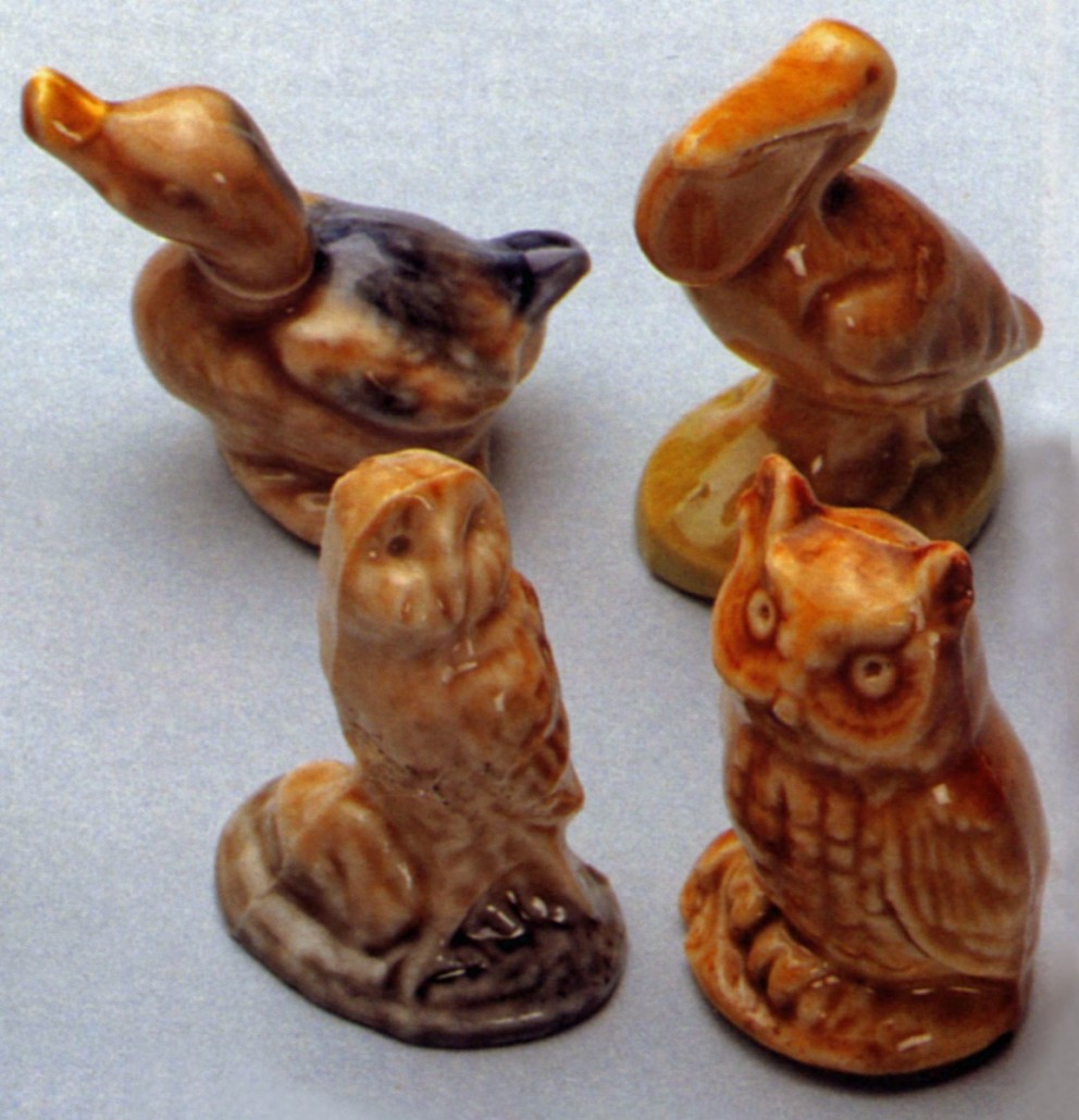 Whimsical birds duck, pelican, and owls – 50 pence apiece. Photo author