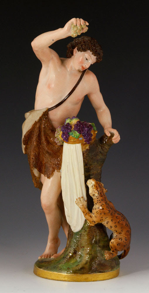 Figure of Bacchus, porcelain, 13 1/2in high. Price realized: $26,400. Kaminski Auctions image